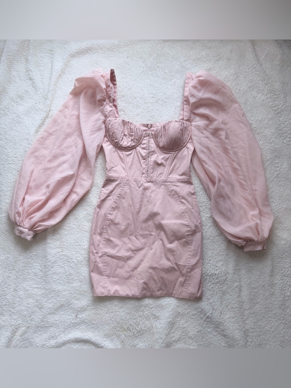 Oh Polly Blush Pink Puff-Sleeve Mini Dress